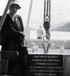 Miss_Southberg Miss A. Southberg laying the Foundation Stone of the new church on 10 January 1959 (photo M. Roy)